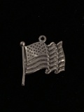 Detailed American Flag Sterling Silver Charm Pendant