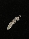 Native Feather Sterling Silver Charm Pendant
