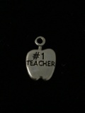 Number 1 Teacher Sterling Silver Charm Pendant
