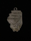 Illinois State Outline Sterling Silver Charm Pendant