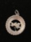 Pair of Maple Leafs in a Wreath Sterling Silver Charm Pendant
