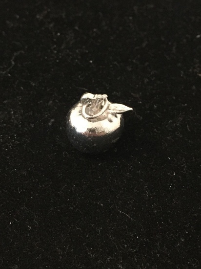 3D Apple Sterling Silver Charm Pendant