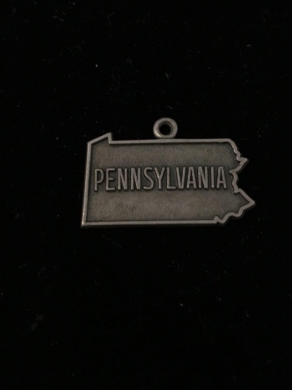 Pennsylvania State Outline Sterling Silver Charm Pendant