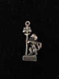 Dog Climbing a Tree Sterling Silver Charm Pendant