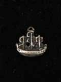 Vintage Boat with Sails Sterling Silver Charm Pendant