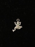 Frog with Gemstones Sterling Silver Charm Pendant