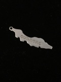 Curacao Outline Sterling Silver Charm Pendant