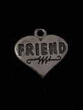 Friend in a Heart Sterling Silver Charm Pendant