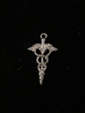 Medical Staff Symbol Sterling Silver Charm Pendant