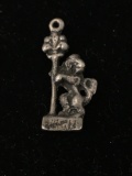 Dog Leaning on Tree Sterling Silver Charm Pendant
