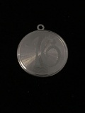 #16 on Disc Sterling Silver Charm Pendant