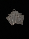 Royal Flush Playing Cards Sterling Silver Charm Pendant