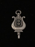 Letter B in Harp Sterling Silver Charm Pendant