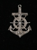Anchor with Jesus Cross Sterling Silver Charm Pendant