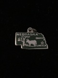 Nebraska State Map Sterling Silver Charm Pendant