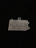 Pennsylvania State Outline Sterling Silver Charm Pendant