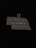 Nebraska State Outline Sterling Silver Charm Pendant