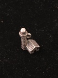 Lighthouse and House Sterling Silver Charm Pendant