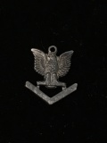 Eagle Sitting on a Bar Sterling Silver Charm Pendant