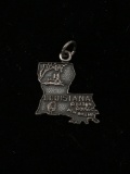 Louisiana State Map Sterling Silver Charm Pendant