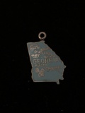 Georgia State Map Sterling Silver Charm Pendant