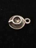 Tea Cup and Saucer Sterling Silver Charm Pendant