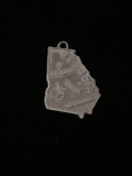State of Georgia Map Sterling Silver Charm Pendant