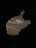 West Virginia State Map Sterling Silver Charm Pendant