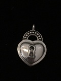 Heart with Key Hole Sterling Silver Charm Pendant