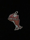 Ontario Canada Map Outline Sterling Silver Charm Pendant