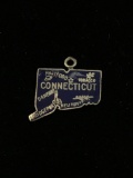 Connecticut State Map Sterling Silver Charm Pendant