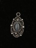 Art Deco Style with Stone Sterling Silver Charm Pendant