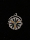Multi Color Flower Sterling Silver Charm Pendant
