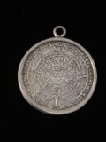 Aztec Sun Calendar Sterling Silver Charm Pendant