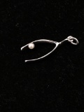 Wishbone Sterling Silver Charm Pendant