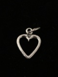 Heart Opened in the Middle Sterling Silver Charm Pendant
