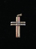 Woven Cross Sterling Silver Charm Pendant
