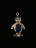 Boy with Hat and Blue Stones Sterling Silver Charm Pendant
