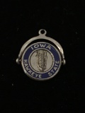Iowa Hawkeye State Sterling Silver Charm Pendant