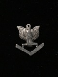 Eagle Sitting on Bar Sterling Silver Charm Pendant