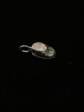 Childs Shoe with Green Stone Sterling Silver Charm Pendant