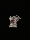 Womens Purse with Enamel on Outside Sterling Silver Charm Pendant