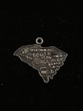 South Carolina State Map Sterling Silver Charm Pendant
