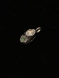 Childs Shoe with Green Gemstone Sterling Silver Charm Pendant