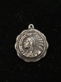 Lake George New York Indian Head Sterling Silver Charm Pendant