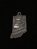 Indiana State Map Sterling Silver Charm Pendant