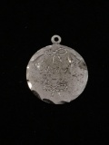 Merry Xmas Sterling Silver Charm Pendant