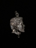 Head of Person - Looks Like Edward Kennedy Sterling Silver Charm Pendant