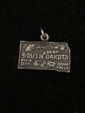 South Dakota State Map Sterling Silver Charm Pendant