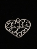 Daughter in Heart Sterling Silver Charm Pendant